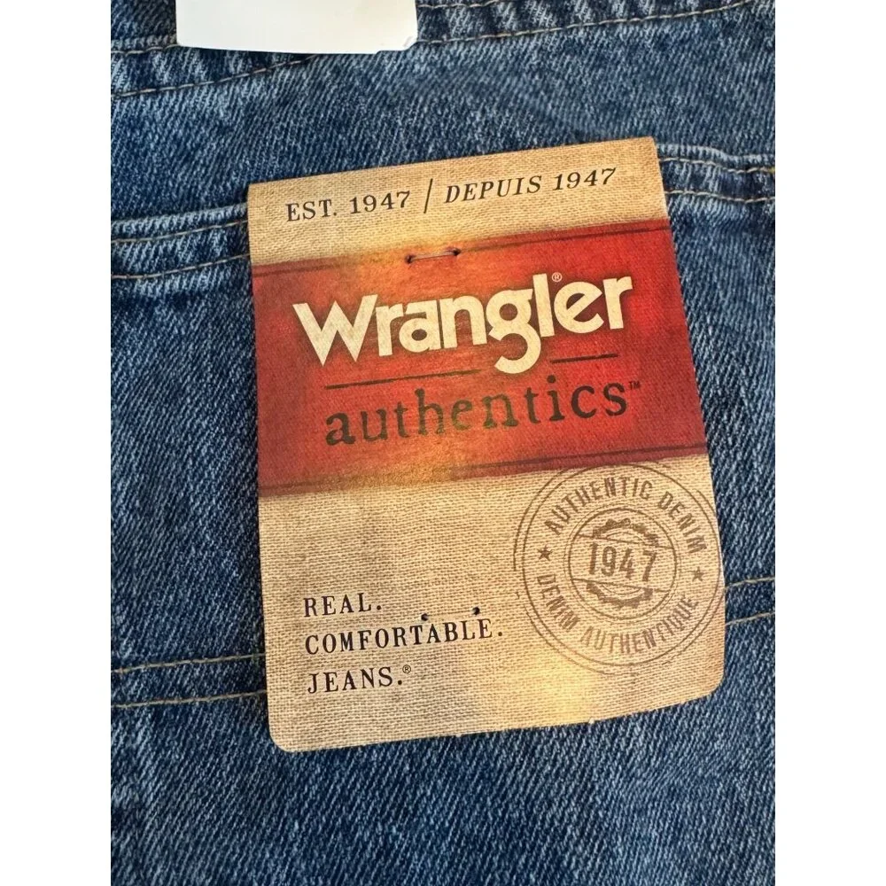 Wrangler Authentic Mens Relaxed Fit Straight Leg Jeans 44x32 Denim Blue